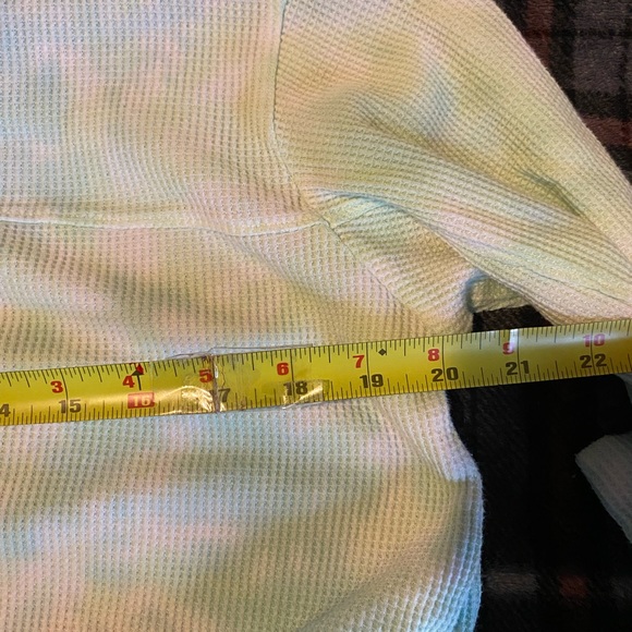 Blue Green Tie Dye Look Thermal Material XS Wild Fable Crop Top Waffle Knit - Picture 8 of 9